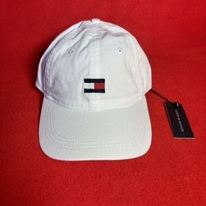 Tommy Hilfiger Slideback Hat Solid White One Size Embroidered 6 Panel